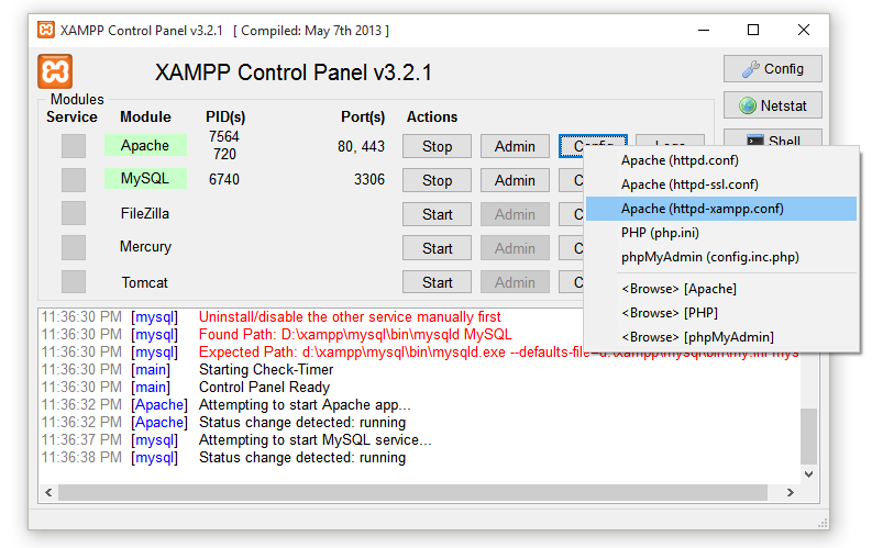 Xampp Control Panel V3.2.1 Php Version